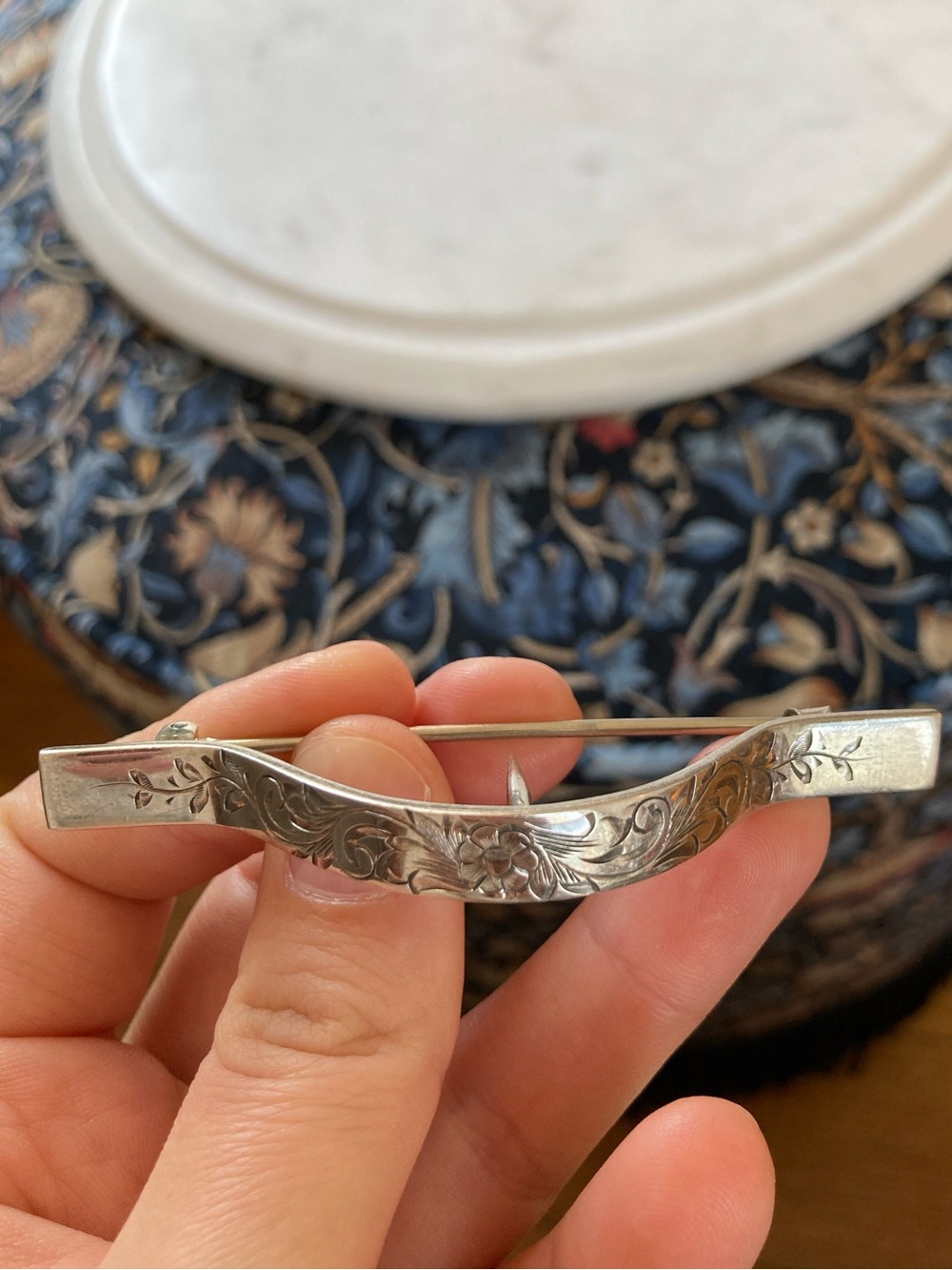 Antique Victorian Sterling Posy Holder Brooch Signed Stieff
